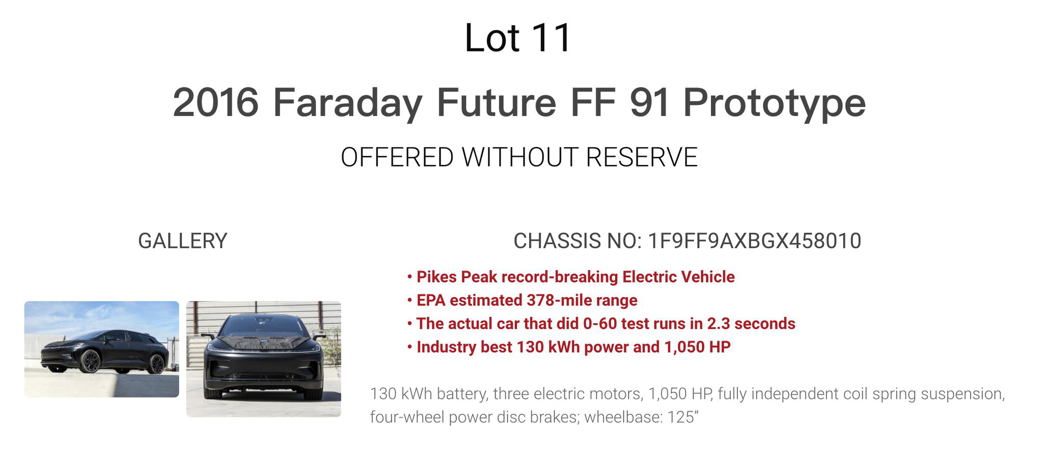 賈躍亭造的顛覆性汽車：兩輛FF91原型車被掛網(wǎng)拍賣