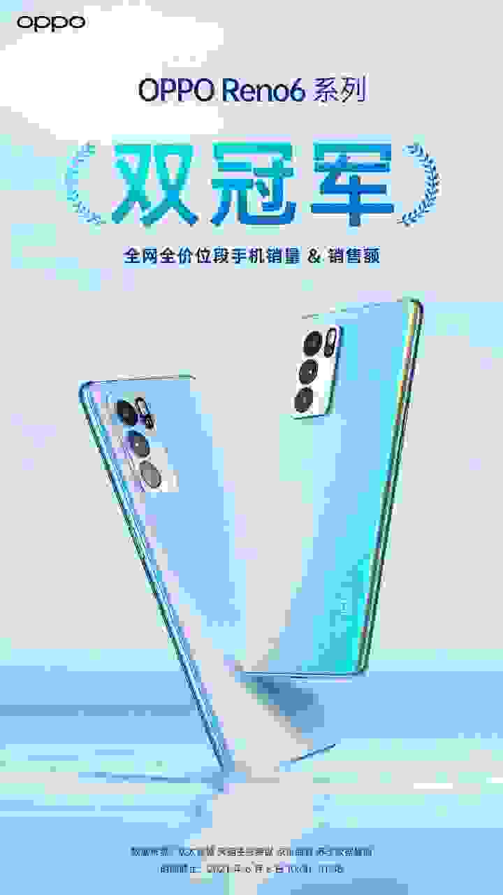 出道即巔峰！OPPO Reno6系列上線，斬獲全價位段雙冠軍