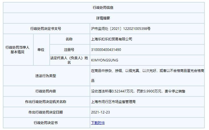 樂扣樂扣因所售拉桿箱不合格被罰近4萬元