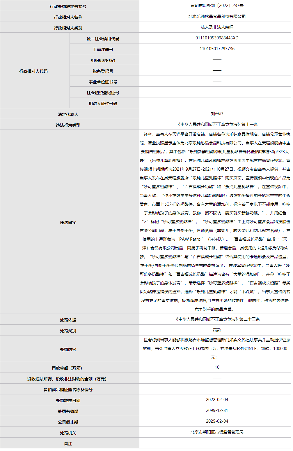 網紅酸奶“樂純”營銷翻車 因侵害競爭對手商品聲譽被罰10萬元
