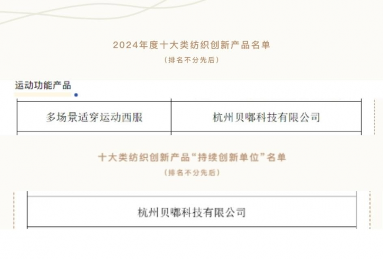 衣邦人多場(chǎng)景適穿運(yùn)動(dòng)西服獲評(píng)“2024年度十大類紡織創(chuàng)新產(chǎn)品”