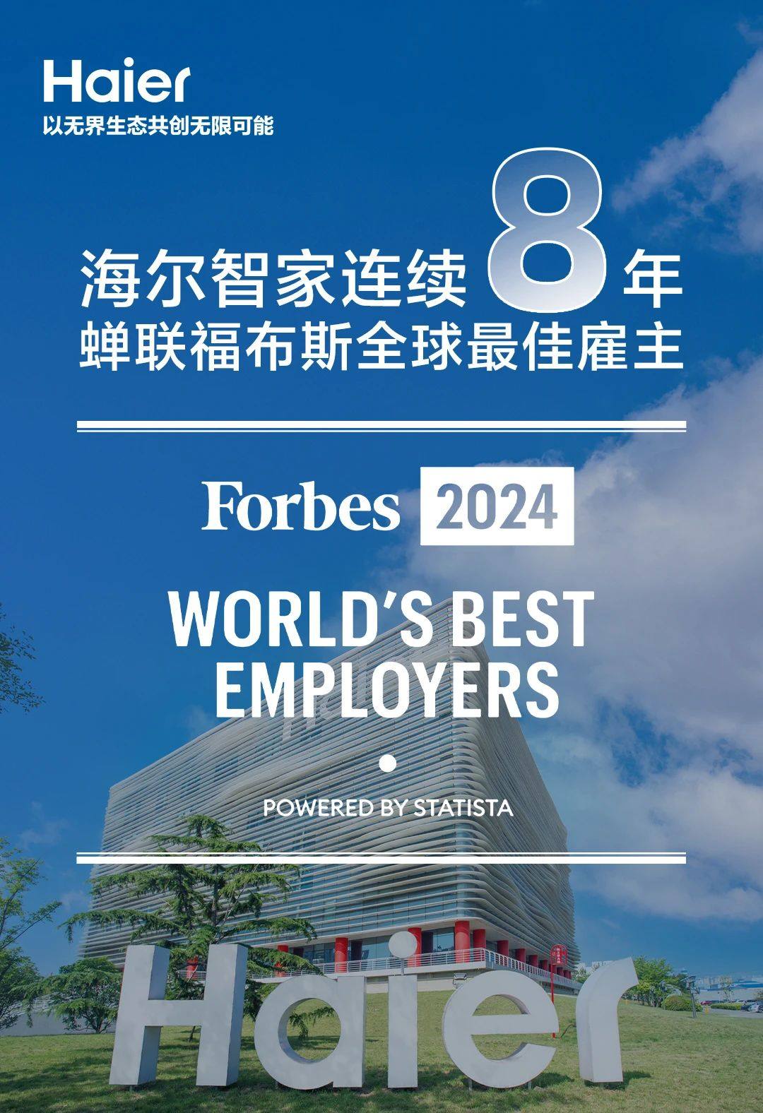 海爾智家連續(xù)8年上榜《福布斯》全球最佳雇主榜單